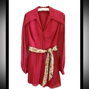 Vtg 60s‎ Mod Shirt  Size 0 Pink Chiffon Swinging  Union Label  Hippie